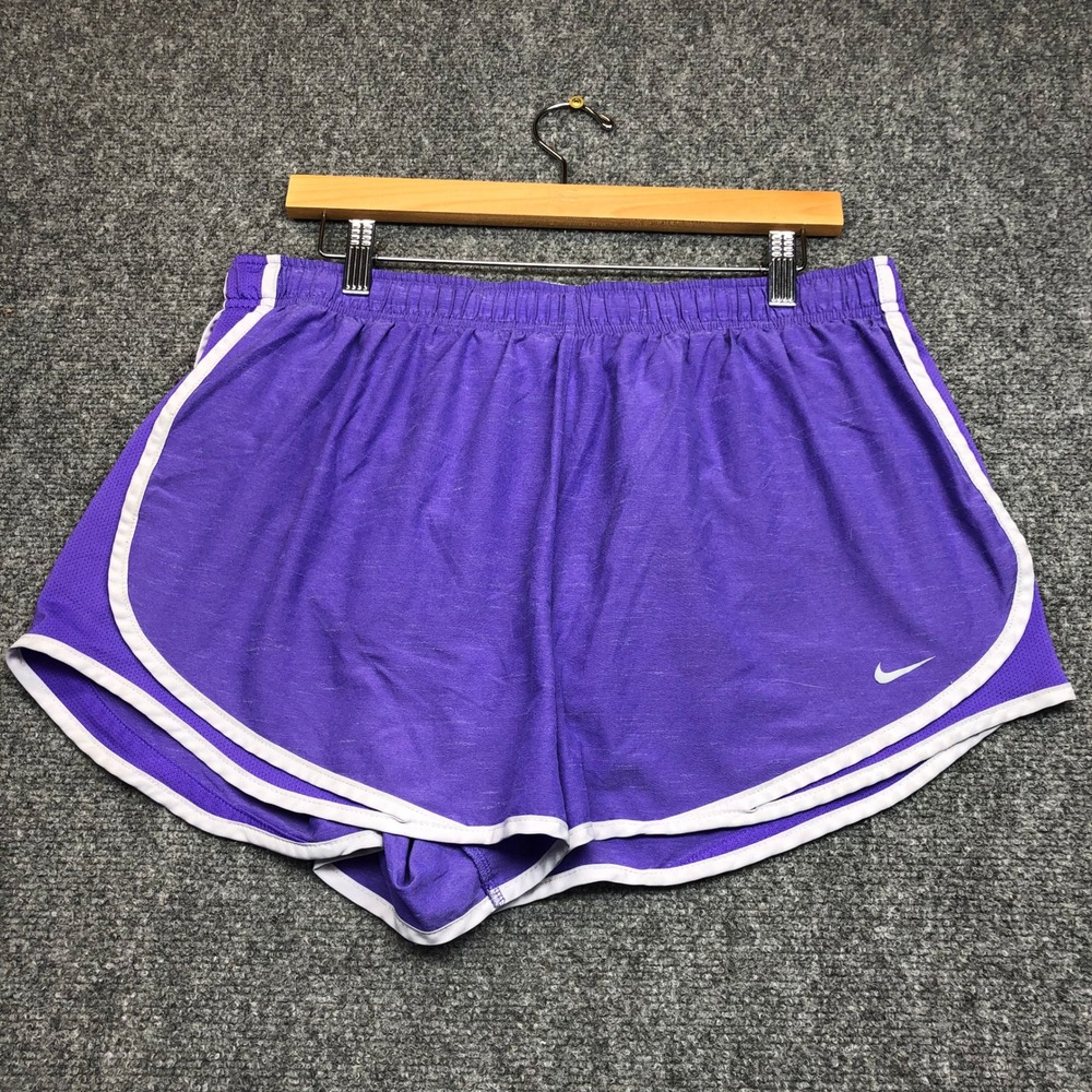 Nike Womens Dri-FIT Running Shorts Purple White Trim Athletic Size L